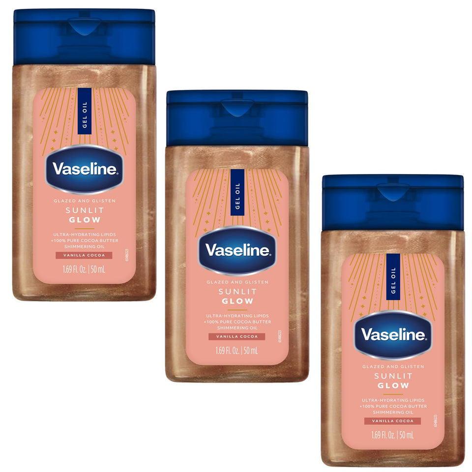 Vaseline front pack shot showing bottle and vanilla cocoa scent benefit