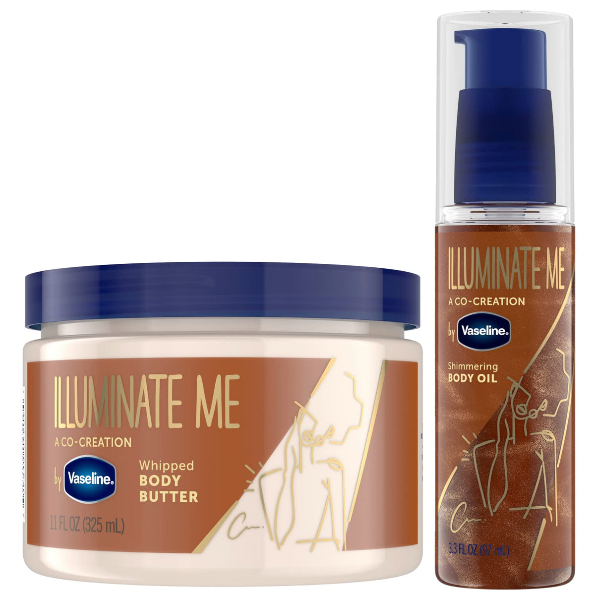 Vaseline front packaging of Illuminate Me set showing both products and benefits
