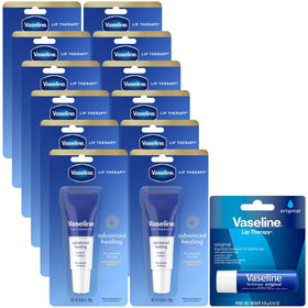 Vaseline front packaging showing 12 lip balm tubes for convenient supply
