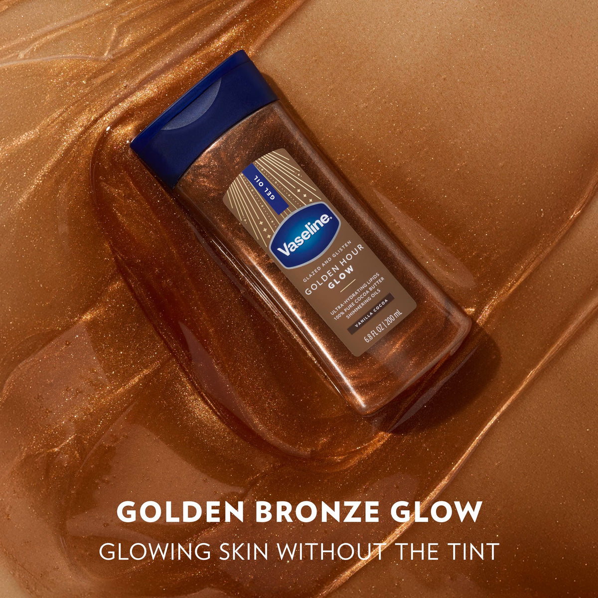 Applying Vaseline gel-oil to arm for instant dewy glow and moisturized skin