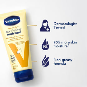 Applying Vaseline lotion to dry hands for instant smoothing benefit