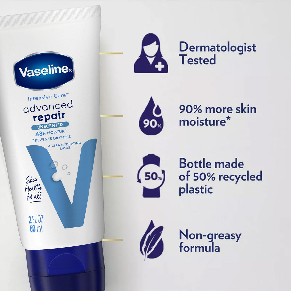 Applying Vaseline lotion to hands to show fast absorption and immediate softness