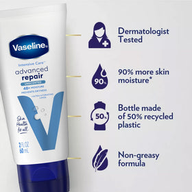 Applying Vaseline lotion to hands to show fast absorption and immediate softness