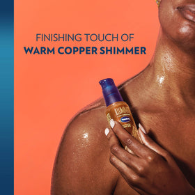 Vaseline warm copper shimmer visible in oil for radiant natural-looking highlights