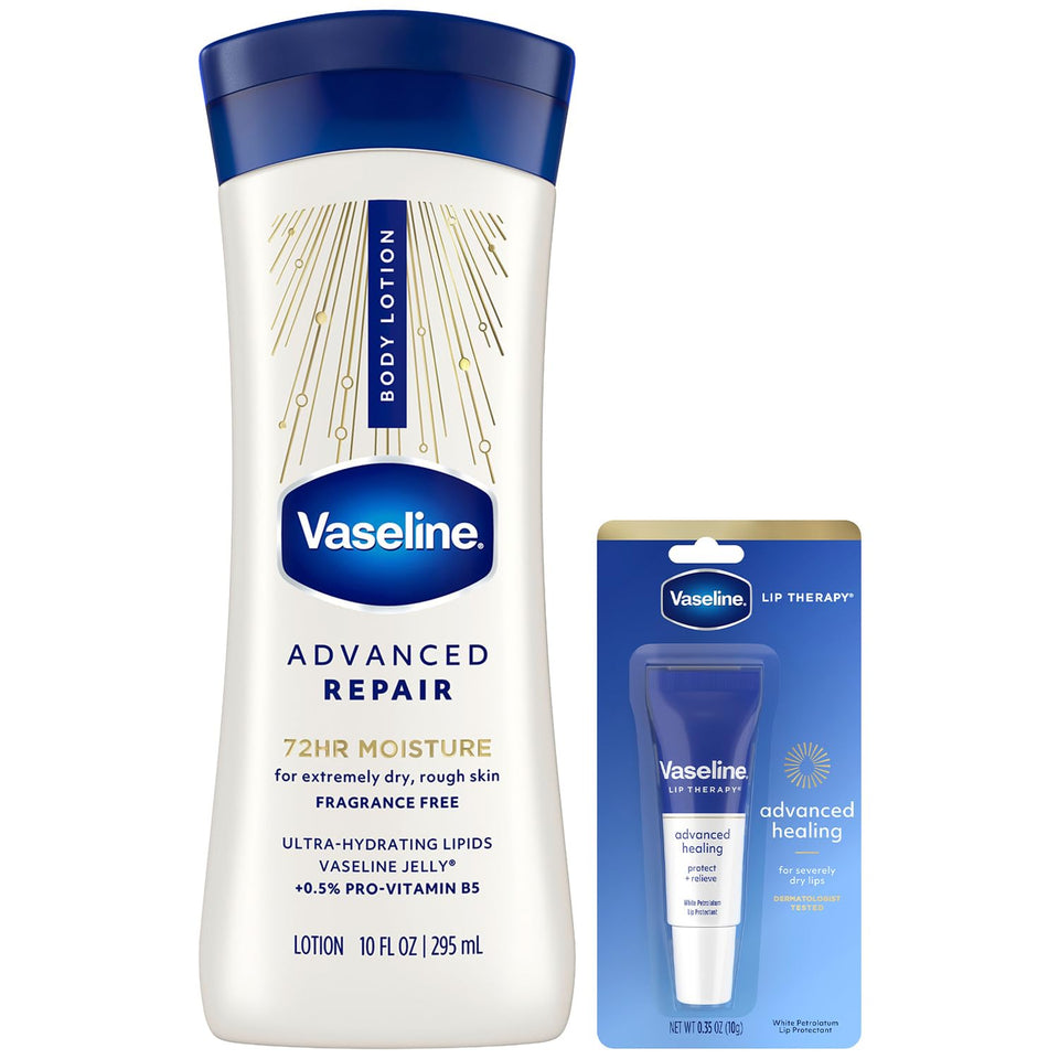 Vaseline bottle front view showing lotion for fast non-greasy hydration