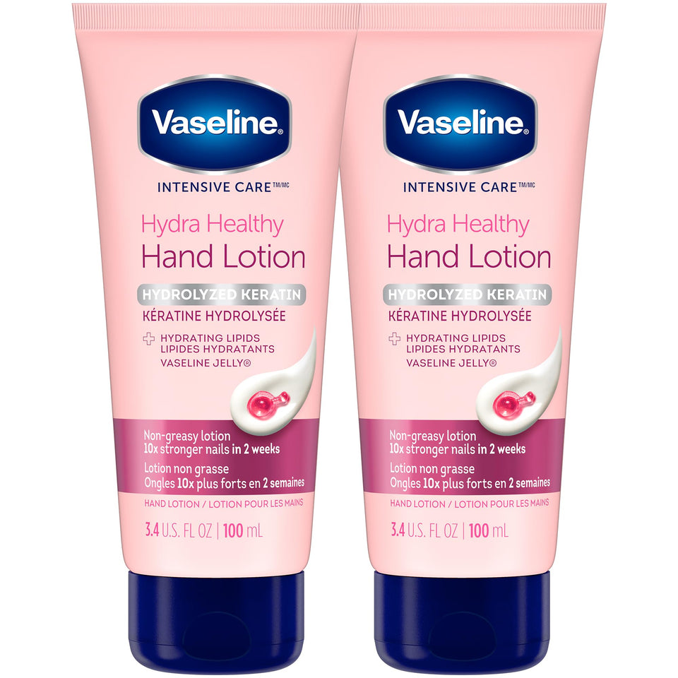 Vaseline front packaging showing 2-pack and benefits of keratin