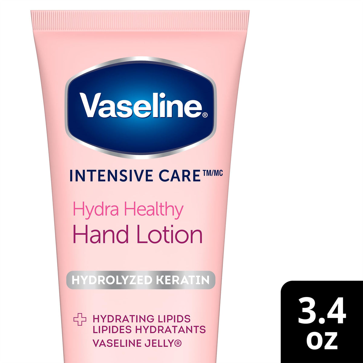 Vaseline 3.4 oz tube next to ruler illustrating compact travel-friendly size