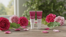 Vaseline open tube close-up showing balm texture and quick absorbency for smooth lips