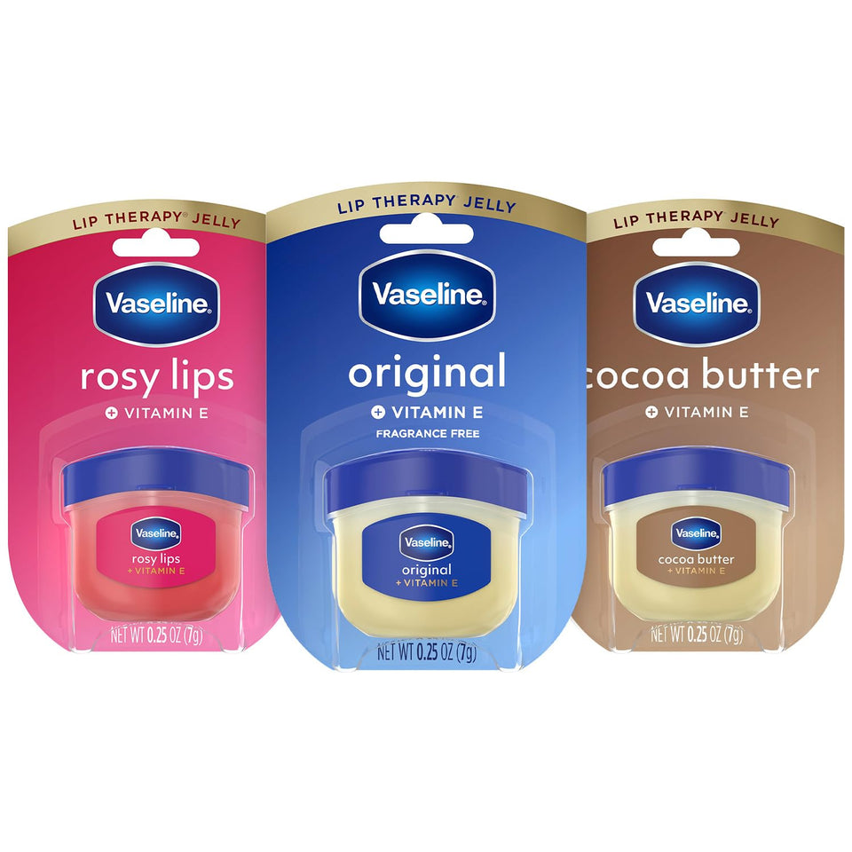 Vaseline front packaging trio showing variety and easy selection benefit