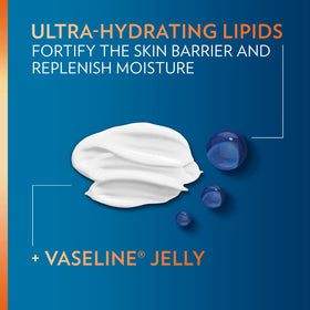 Open Vaseline Lip Therapy jar with visible balm for soft, protected lips
