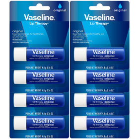 Vaseline front packaging showing eight compact lip therapy sticks for easy access