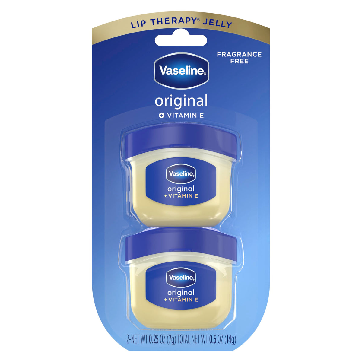 Vaseline front packaging showing compact 0.5 oz tin and portability