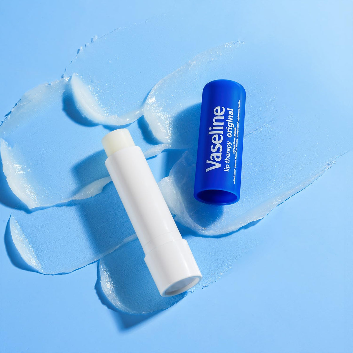 Vaseline with shea butter visual referencing natural emollient for softer lips