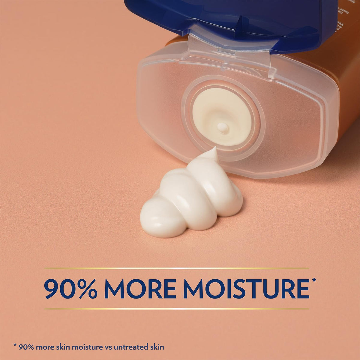 Vaseline lotion texture smear showing creamy cocoa-butter hydration feel