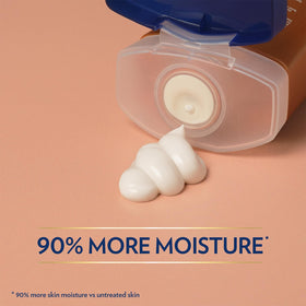 Vaseline lotion texture smear showing creamy cocoa-butter hydration feel