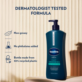 Vaseline applied on hands demonstrating fast-absorbing, non-greasy benefit