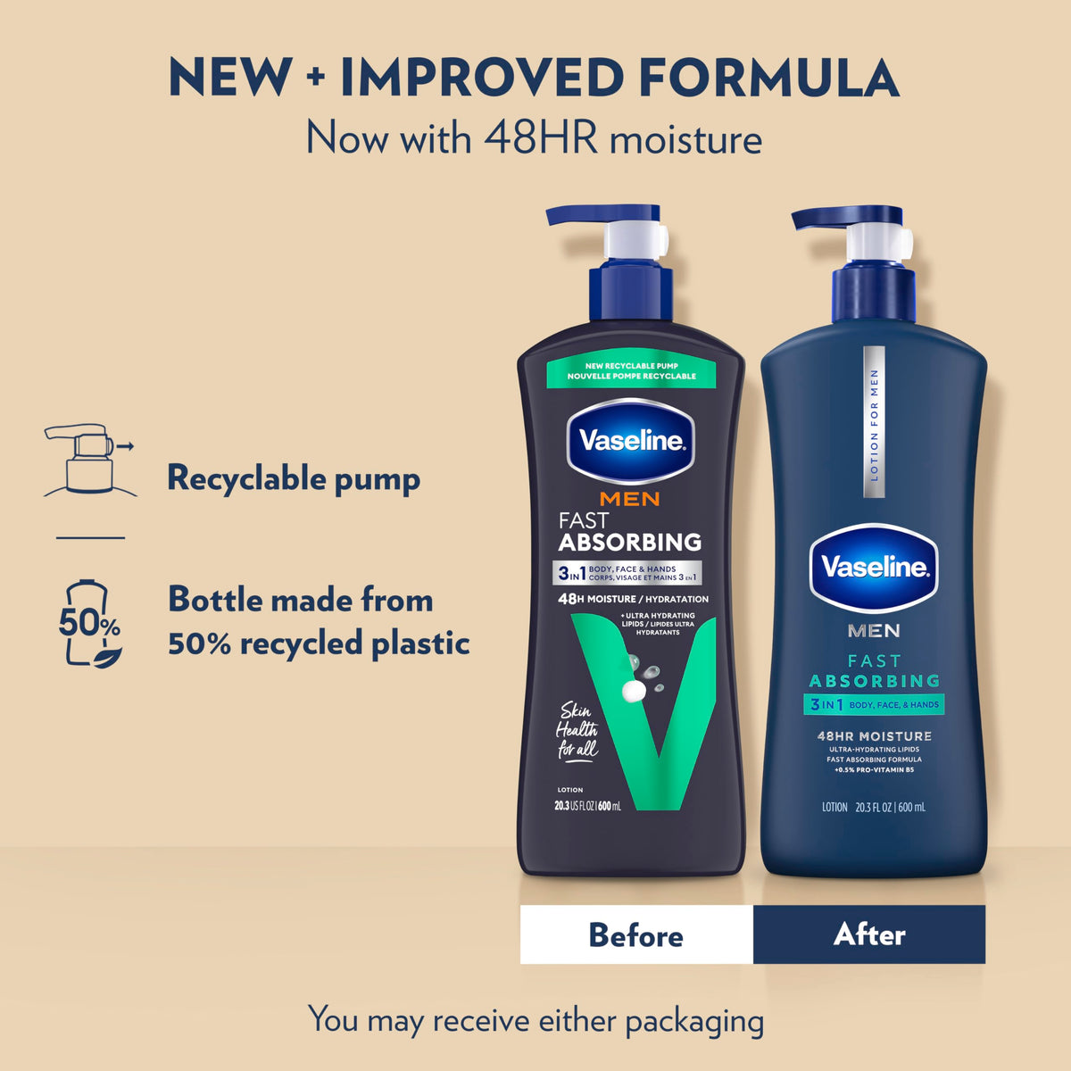 Vaseline open pump dispensing lotion texture for quick absorption benefit