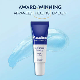 Three Vaseline tubes staged to show one-at-home one-in-bag one-at-work convenience