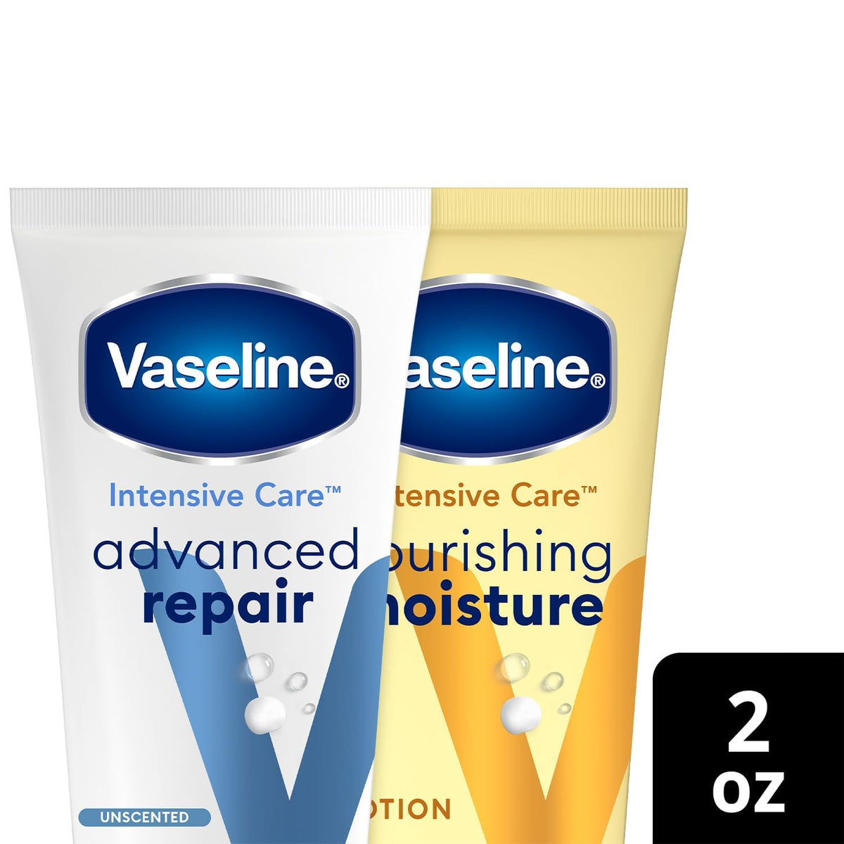 Vaseline Nourishing Moisture tube close-up showing smooth lotion for daily hydration