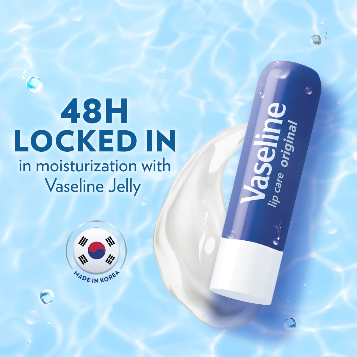 Vaseline original application on lips showing immediate soothing effect