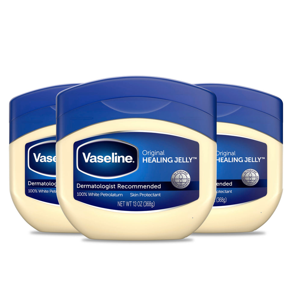 Vaseline jar front view showing brand and secure lid for reliable protection