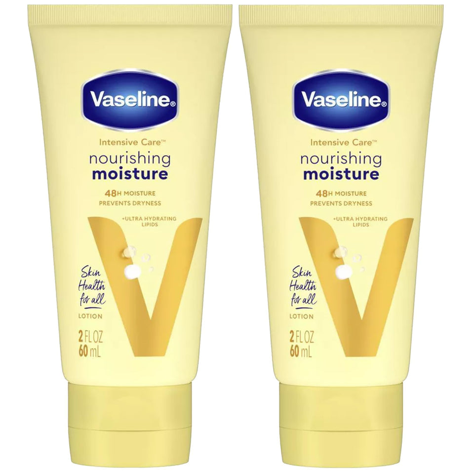 Vaseline travel tubes front view showing brand and convenient travel benefit