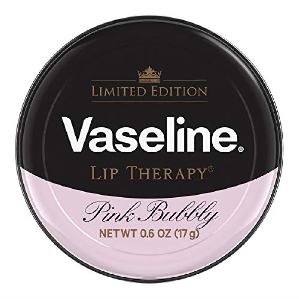 vaseline limited edition pink bubbly front tub showing label and compact design benefits portability