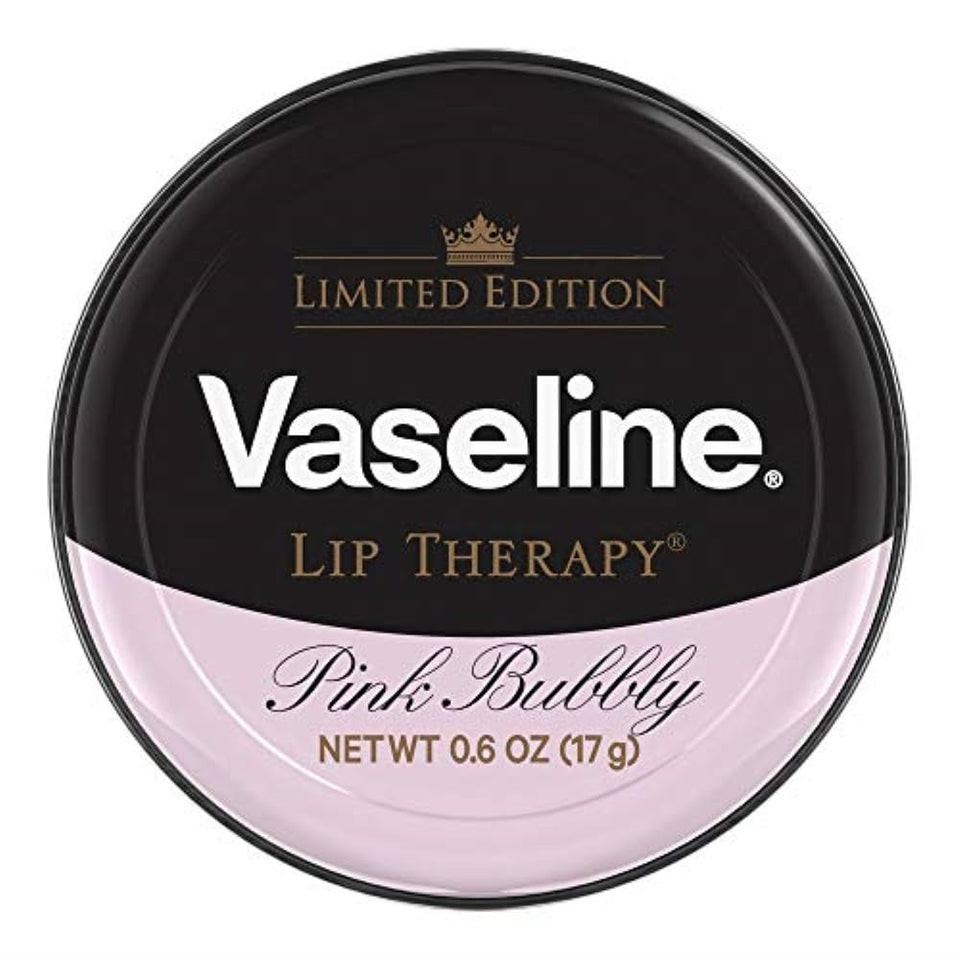 vaseline limited edition pink bubbly front tub showing label and compact design benefits portability