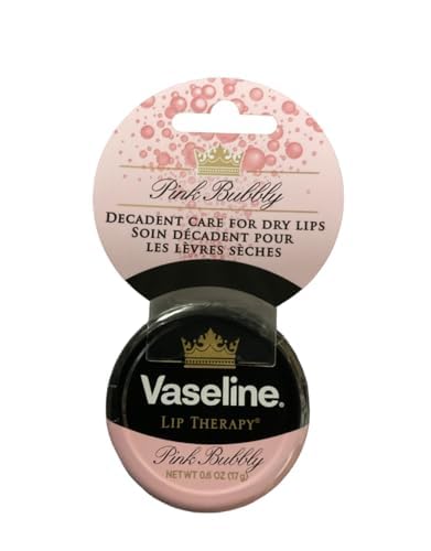 vaseline pink bubbly applied on lips showing subtle tint and shine for a polished look