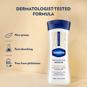 Vaseline lotion being dispensed to demonstrate easy pump application benefit