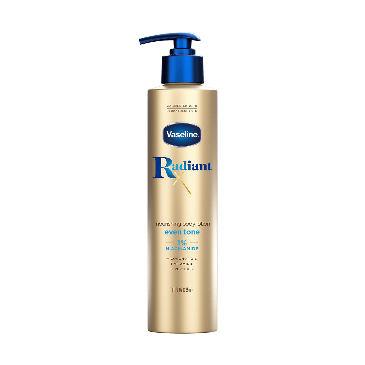 Vaseline Radiant X front packaging showing bottle and branding for even tone