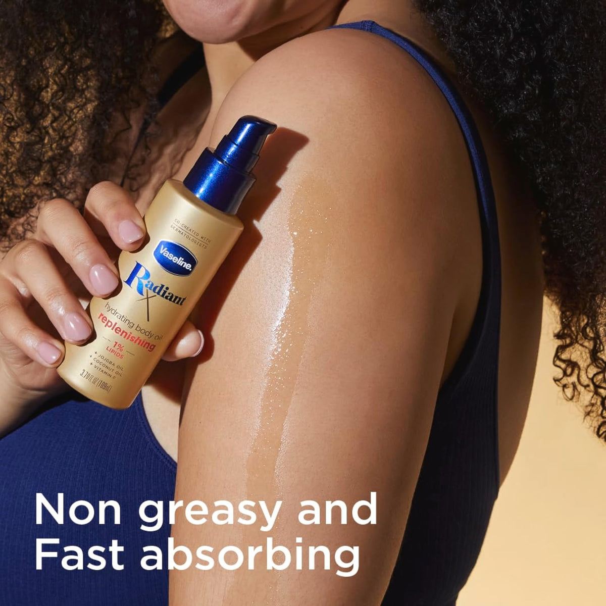 Vaseline Radiant X paired with deep cream to show layering for extra hydration