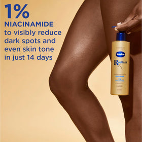 Vaseline Radiant X next to common 11 oz size object showing scale and easy storage benefit
