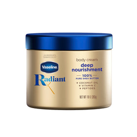 Vaseline jar front view showing label and size, highlights nourishment