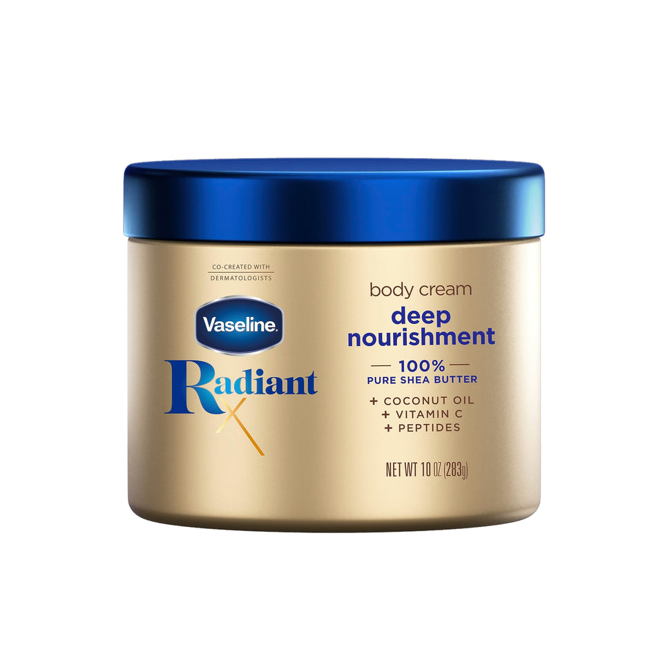 Vaseline jar front view showing label and size, highlights nourishment