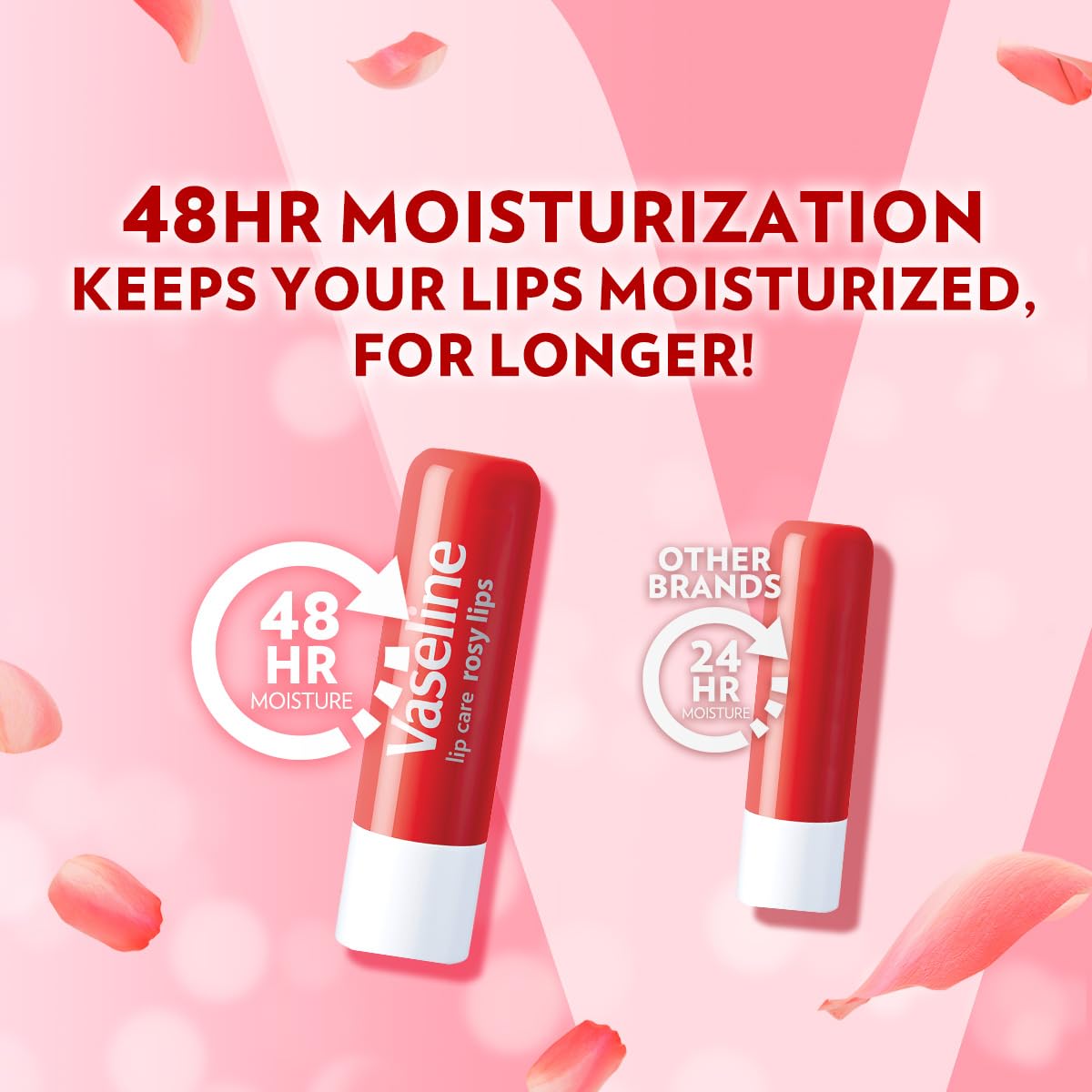 Vaseline balm applied on lips showing subtle rosy tint and softness