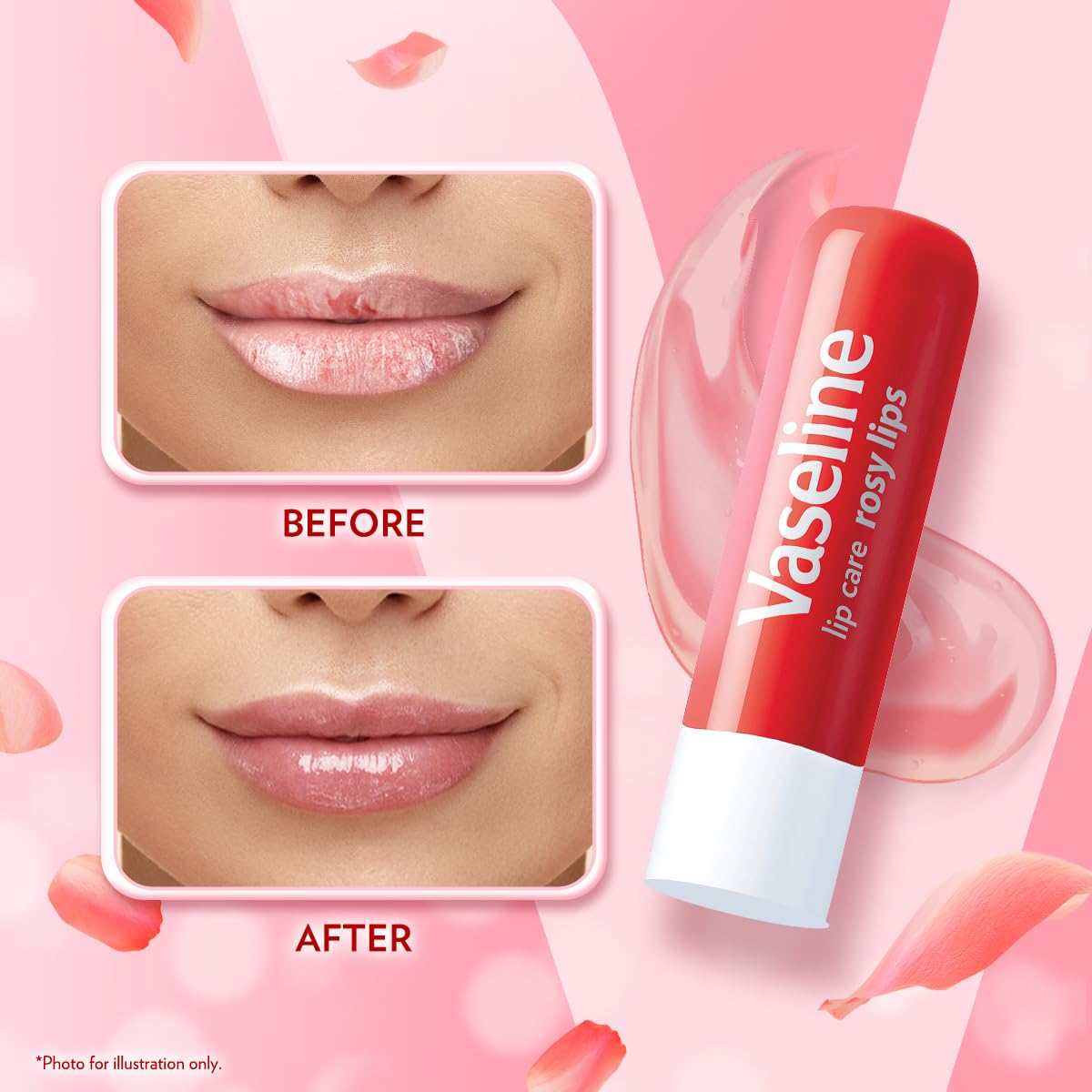 Six Vaseline rosy sticks arranged flatlay highlighting multipack value