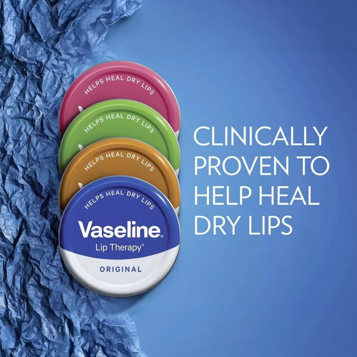 Vaseline Rosy Lips applied on lips demonstrating softening and comfortable feel