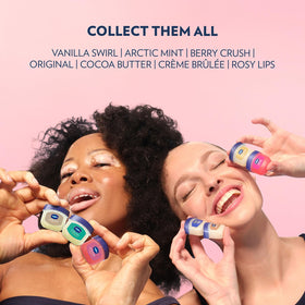 Vaseline rosy lips in travel bag ready demonstrating spill-safe portability and on-the-go care