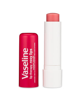 Vaseline rosy balm texture swipe demonstrating smooth, hydrating finish