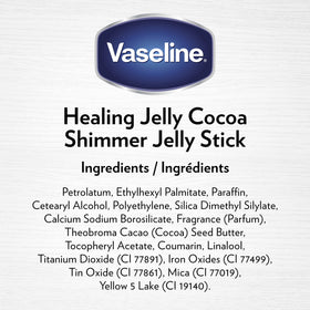 Vaseline shimmer stick applied to collarbone delivering instant dewy radiance