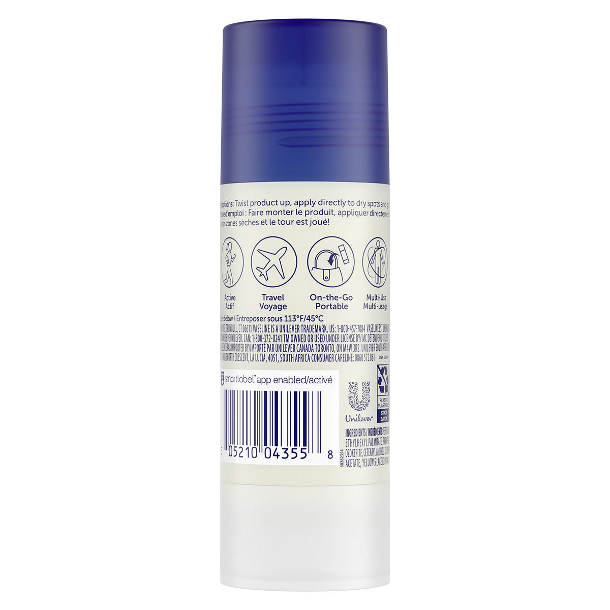 Vaseline stick open glide detail revealing smooth balm and easy mess-free application