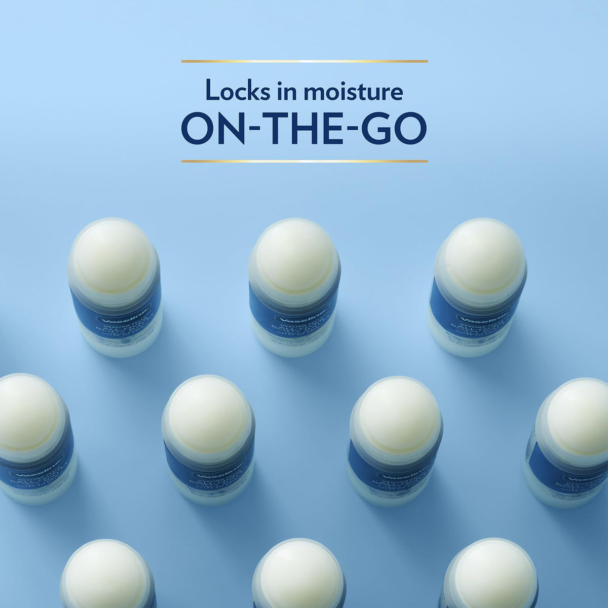 Close-up texture of Vaseline balm stick showing solid glide for targeted moisture
