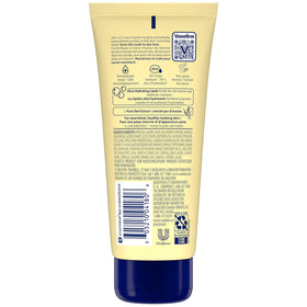 Vaseline tube close-up label highlighting oat extract and lipid benefits