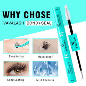 VAVALASH applying bond and seal to cluster lashes for fast DIY eyelash extensions