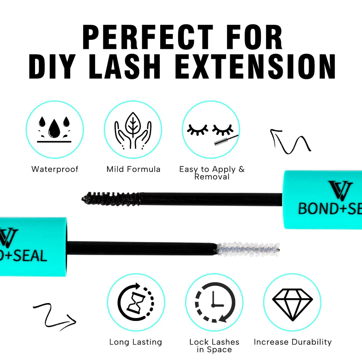 VAVALASH next to cluster lashes illustrating strong hold and waterproof finish
