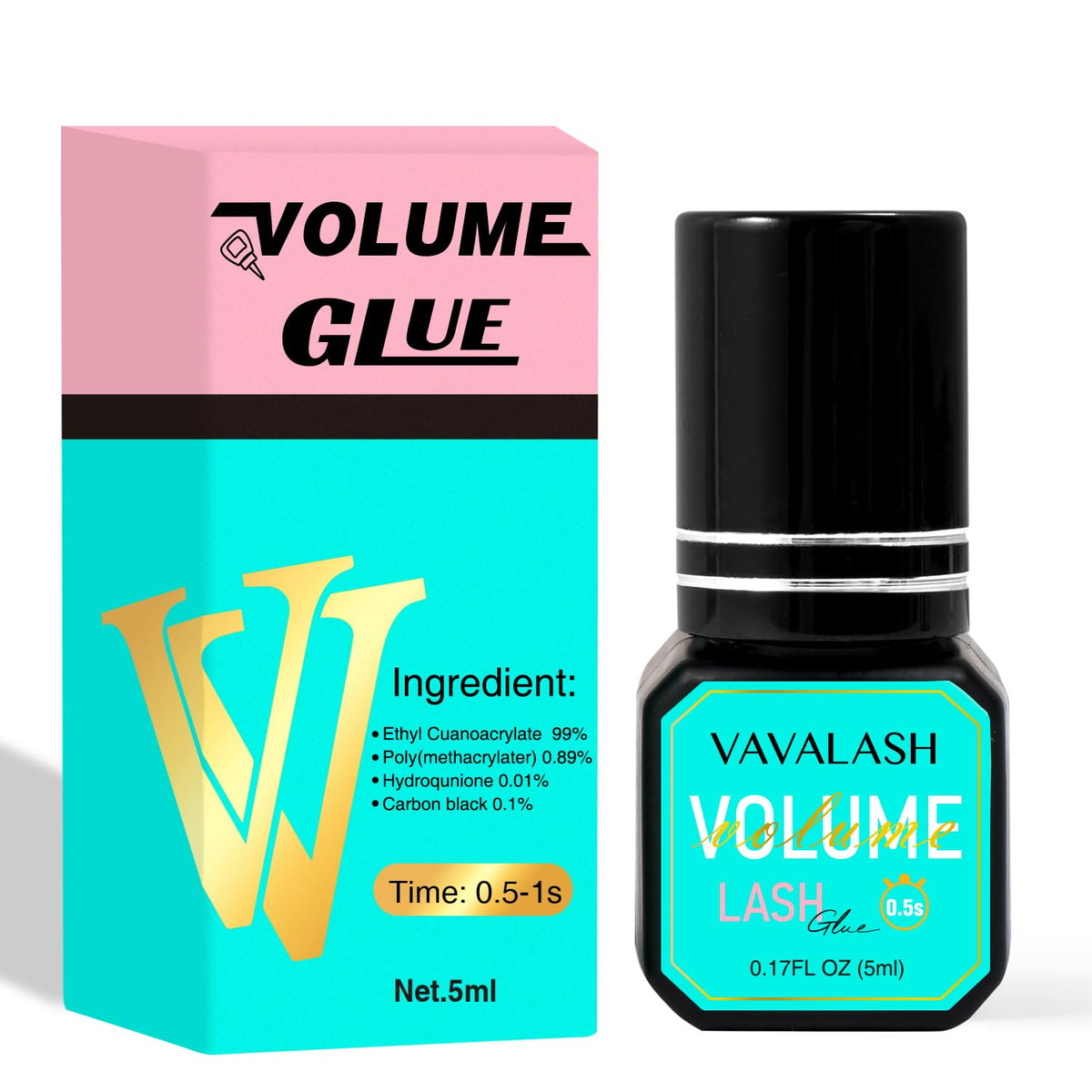 VAVALASH front packaging 5ml showing professional adhesive bottle and label benefit