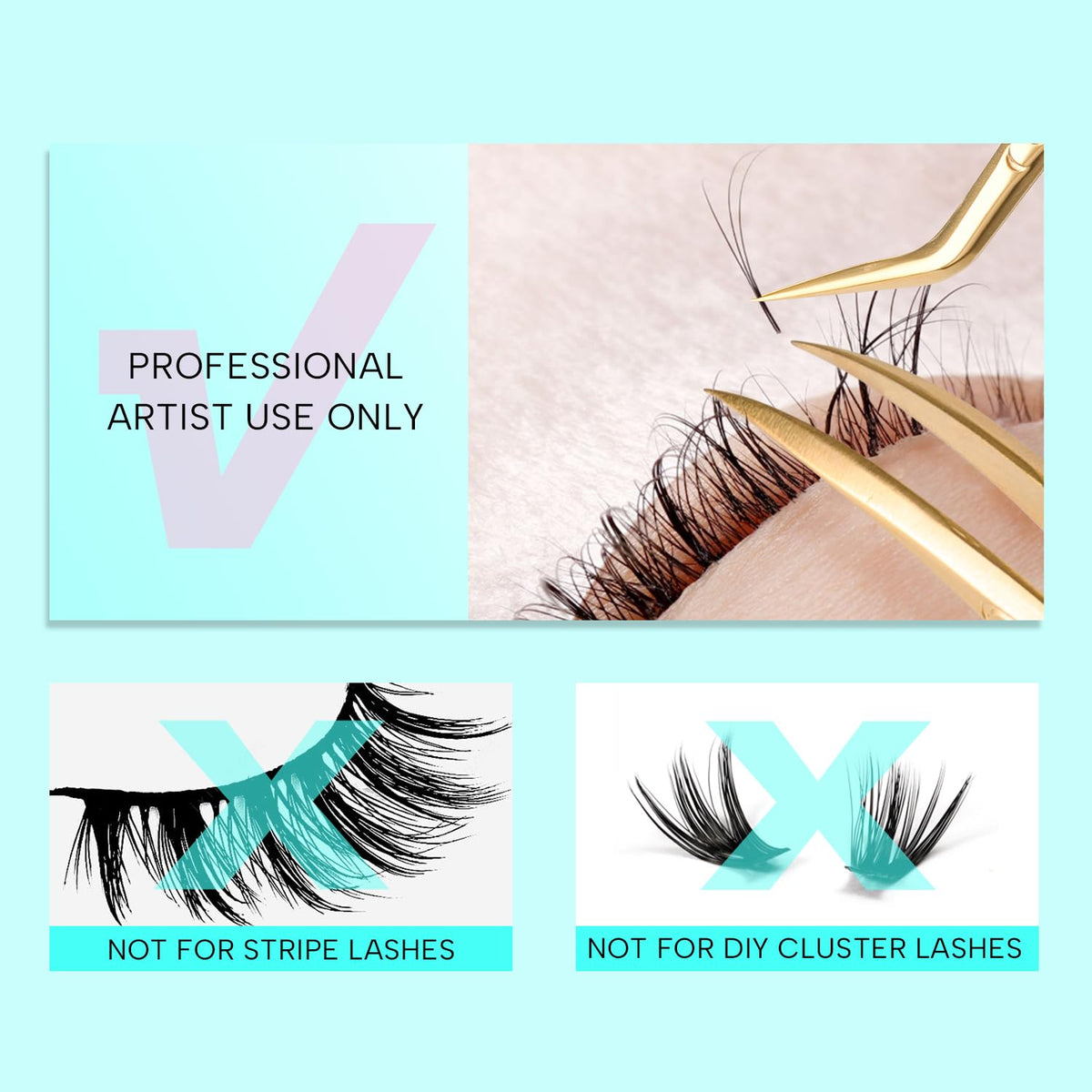 VAVALASH in-use shot applying volume fans to lashes for quick, neat application