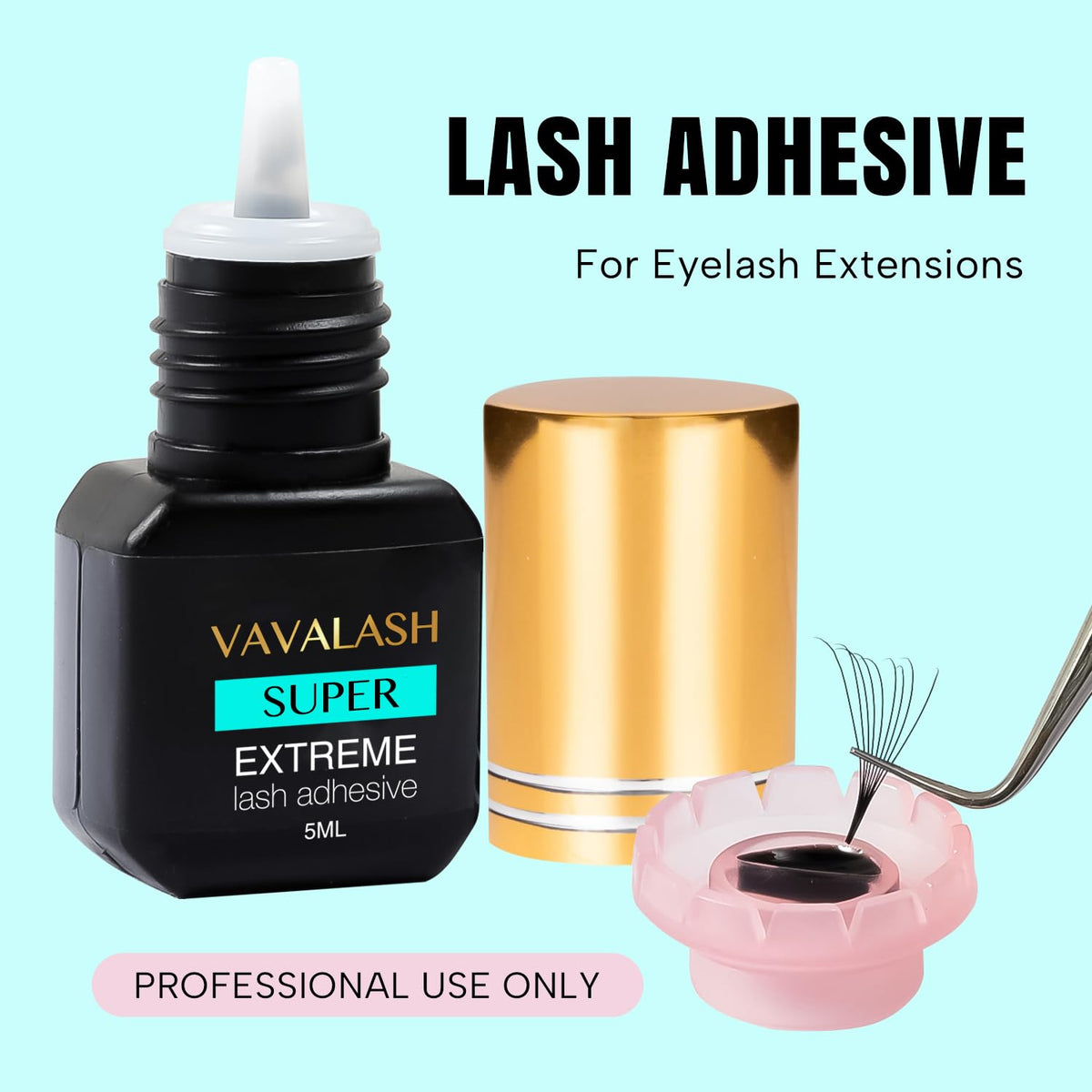 VAVALASH vial next to fingertip illustrating compact 5ml size benefit