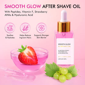 Vceeoy after-shave application on leg, reduces razor redness and bumps